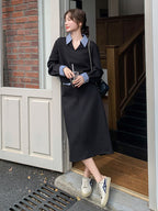 Key Neck Layered Style Top / Midi Skirt QAZ0054