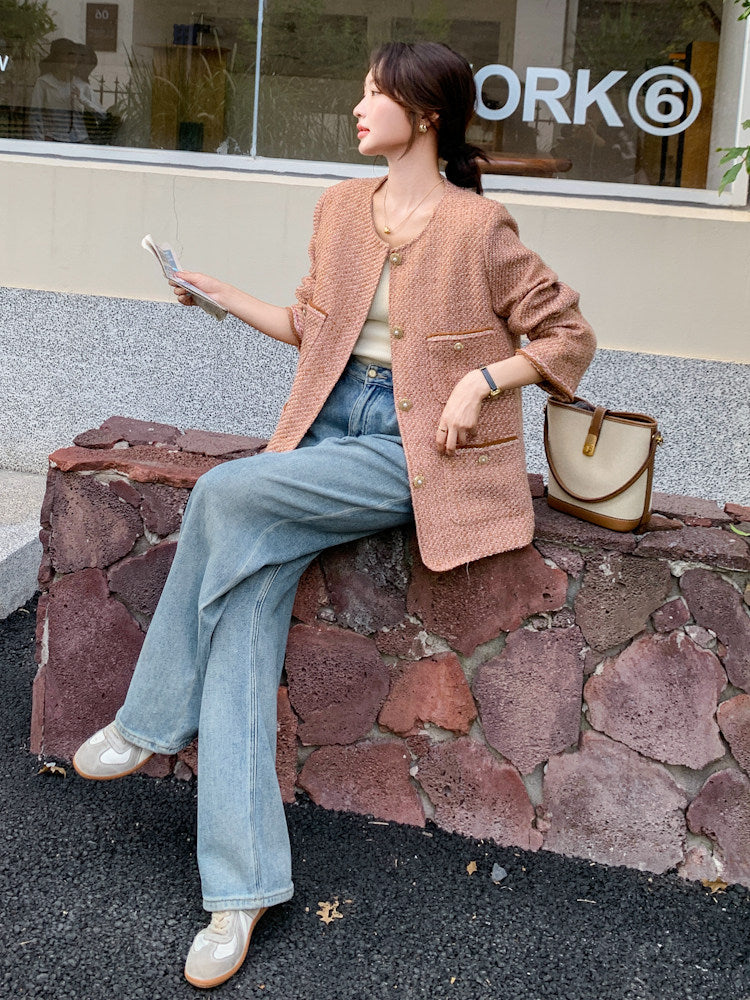 Retro Pink Tweed Jacket QAZ0011