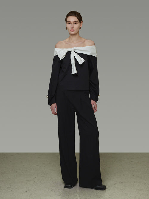 Bow Off-Shoulder Shirt UNS0052