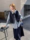 Stripe Shirt / Denim Vest / Denim Pants QAZ0012