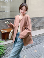 Retro Pink Tweed Jacket QAZ0011