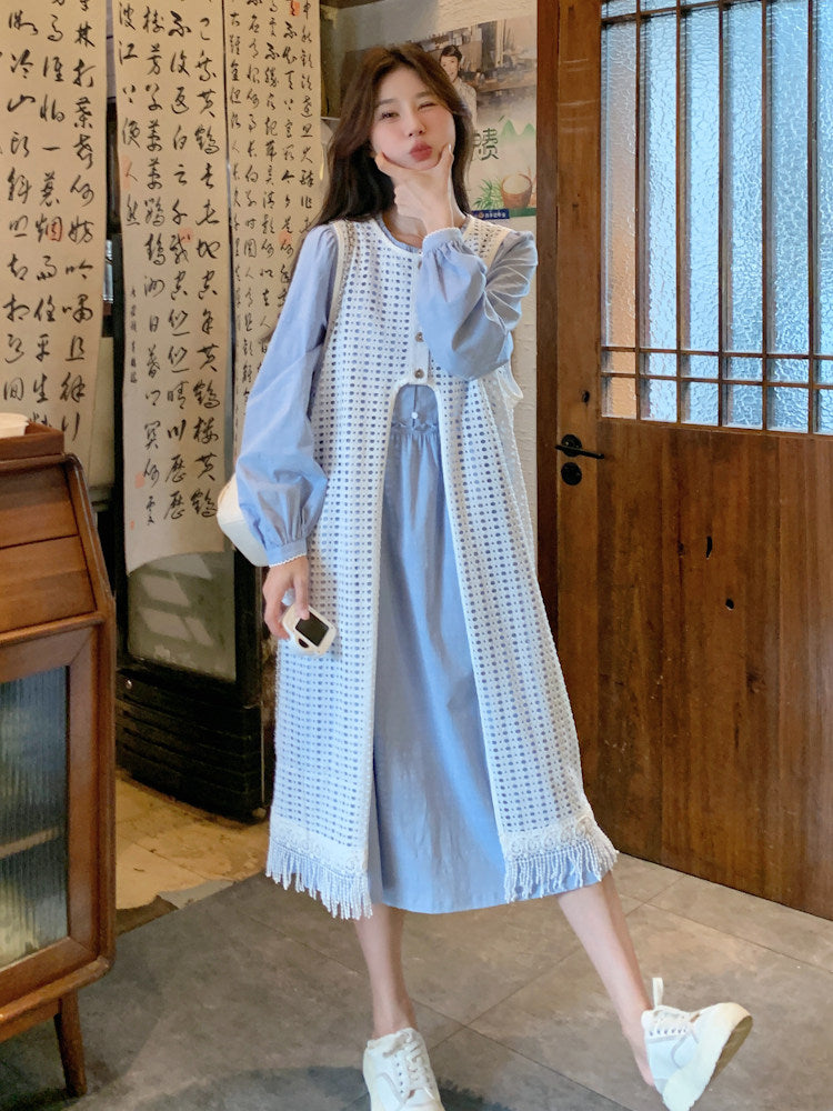 Shirt Dress / Knit Long Vest QAZ0086
