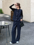 Silver Button Tweed Vest / Wide Pants QAZ0047
