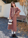 Red Wool Tweed Jacket / Long Skirt QAZ0046