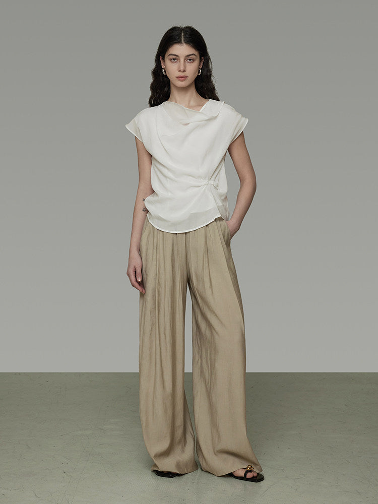 Pleated Wide-Leg Pants UNS0022