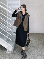 Half-Zip Dress / Faux Leather Vest QAZ0058
