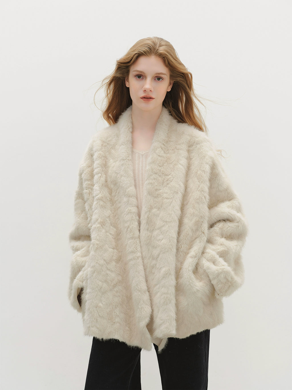 Collarless Fluffy Cardigan BBG0015