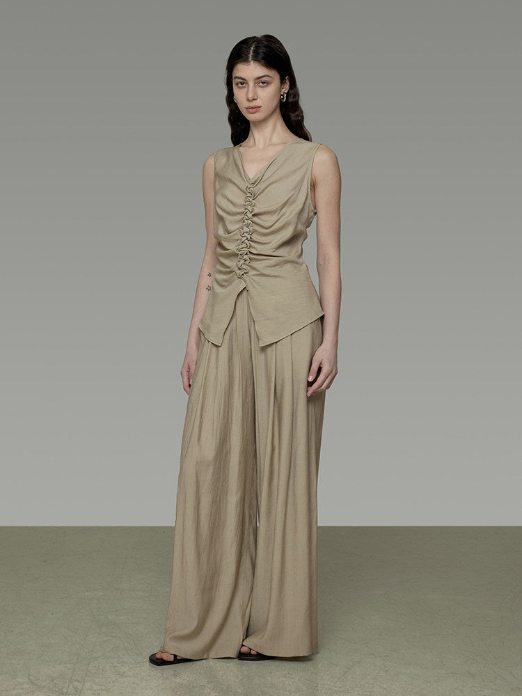 Pleated Wide-Leg Pants UNS0022