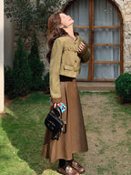 Chanel-Style Jacket / Brown Leather Skirt QAZ0015