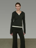 V-Neck Hooded Top / Casual Pants Set UNS0051