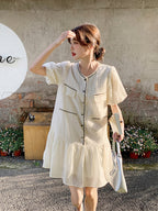 Tiered Short-Sleeve Mini Dress QAZ0097