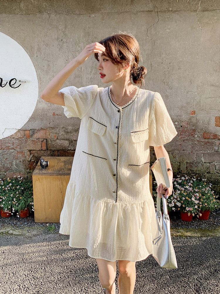 Tiered Short-Sleeve Mini Dress QAZ0097