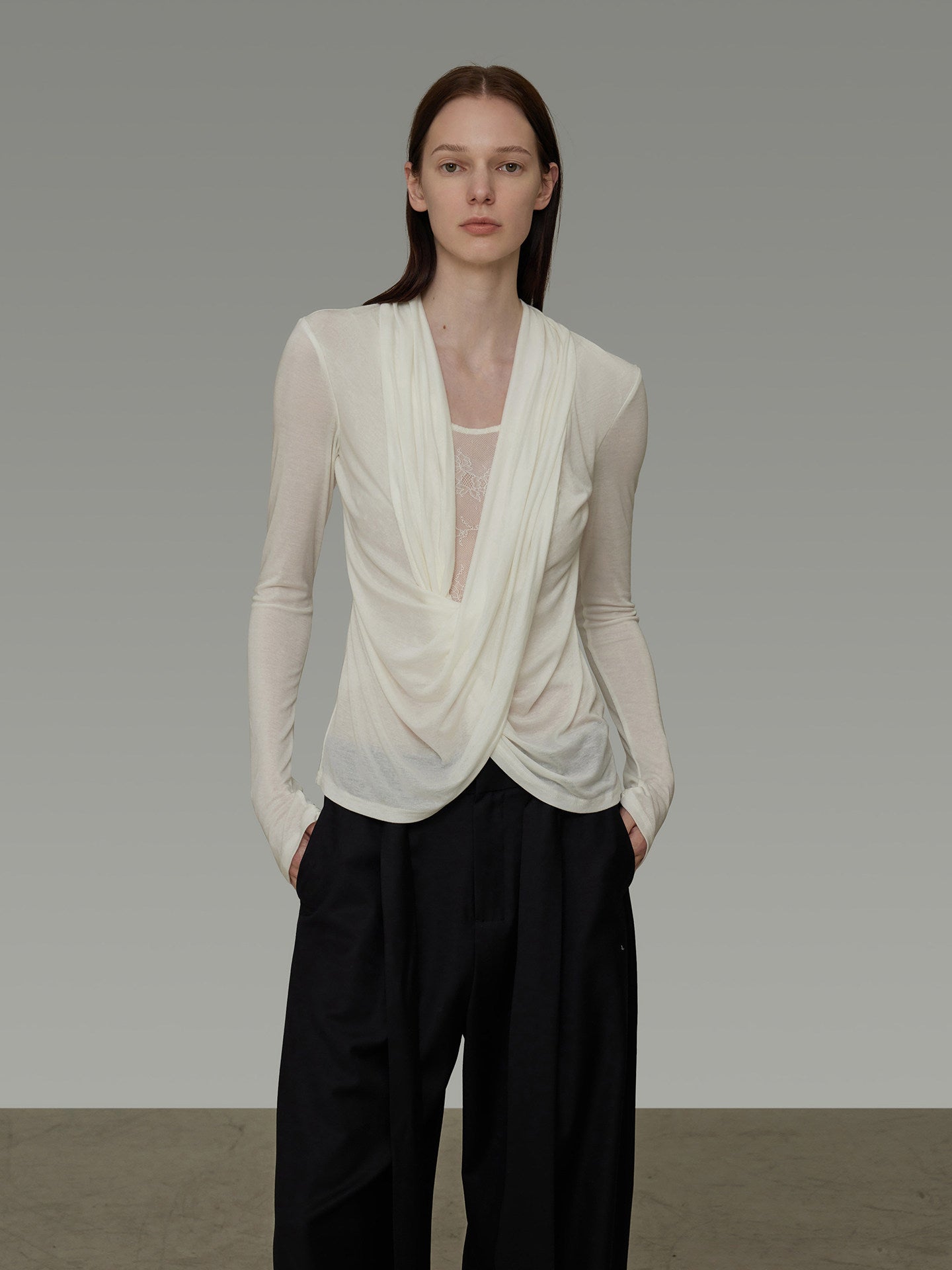 Cross Neck Knit Top UNS0031