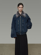 Fur Collar Denim Jacket UNS0041