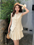 Round Neck Vest / Pleated Skirt QAZ0096