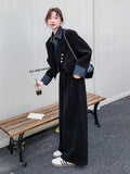Denim Layered Style Jacket / Wide Pants QAZ0003