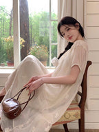 Sheer Flower Lace Dress QAZ0061