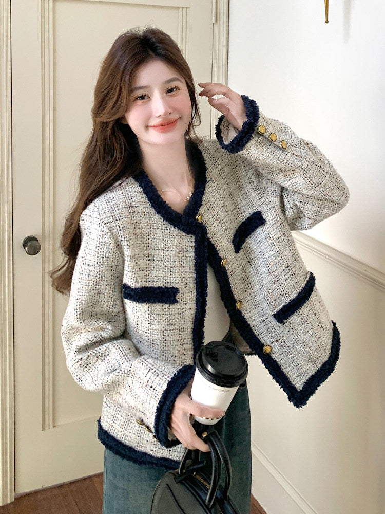 Gold Button Tweed Jacket QAZ0036