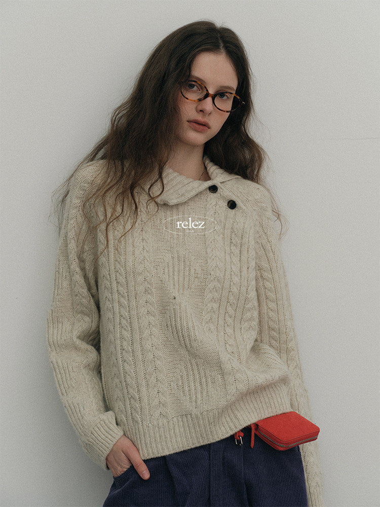 Asymmetrical Loose Cable Knit RLZ0018