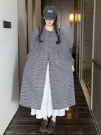Gingham Check Shirt Dress / White Long Skirt QAZ0024