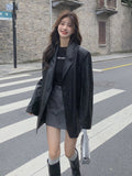 Fake Leather Oversized Jacket QAZ0055