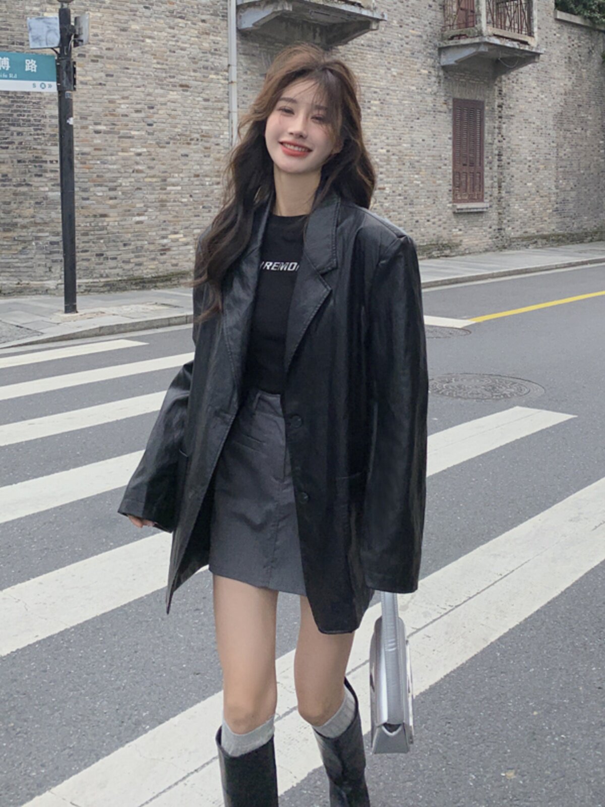 Fake Leather Oversized Jacket QAZ0055
