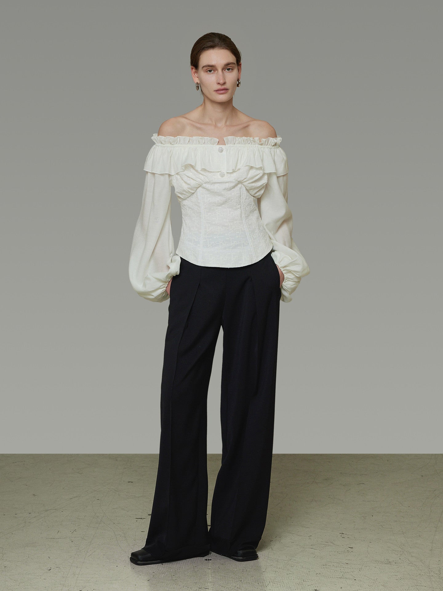 Double Ruffle Off-Shoulder Top UNS0053