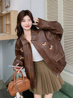 Retro Brown Leather Jacket QAZ0013