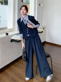 Striped Patchwork Jacket / Wide Pants QAZ0020