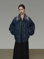 Fur Collar Denim Jacket UNS0041