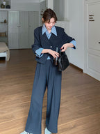 Striped Patchwork Jacket / Wide Pants QAZ0020