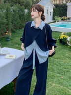 Fake Layered Shirt / Wide Pants QAZ0042