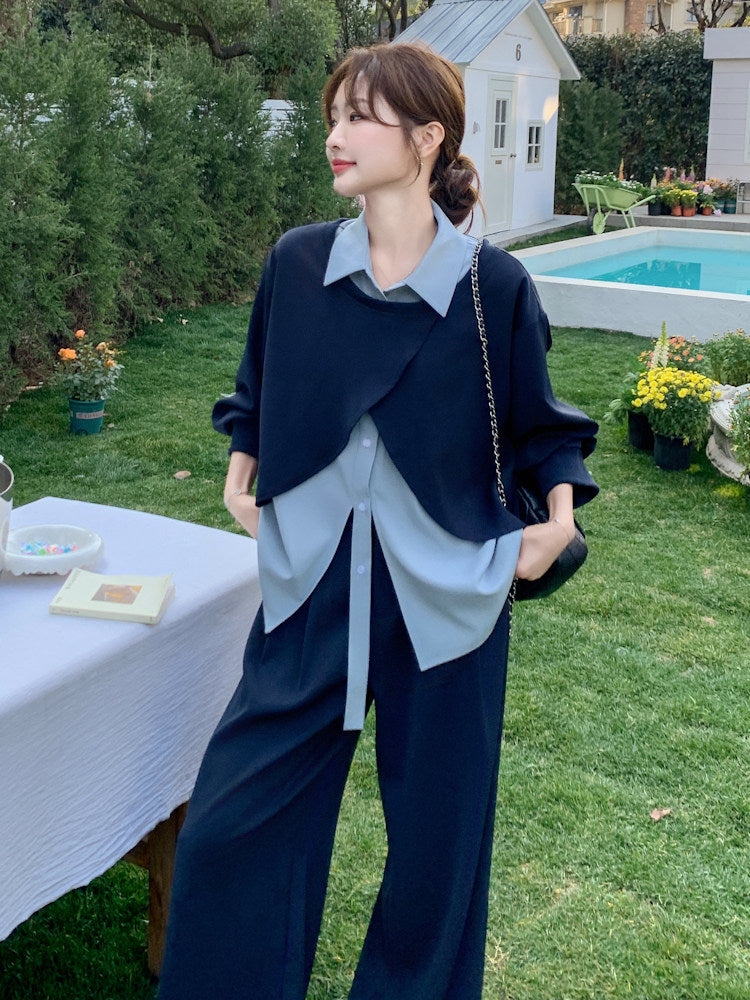 Fake Layered Shirt / Wide Pants QAZ0042