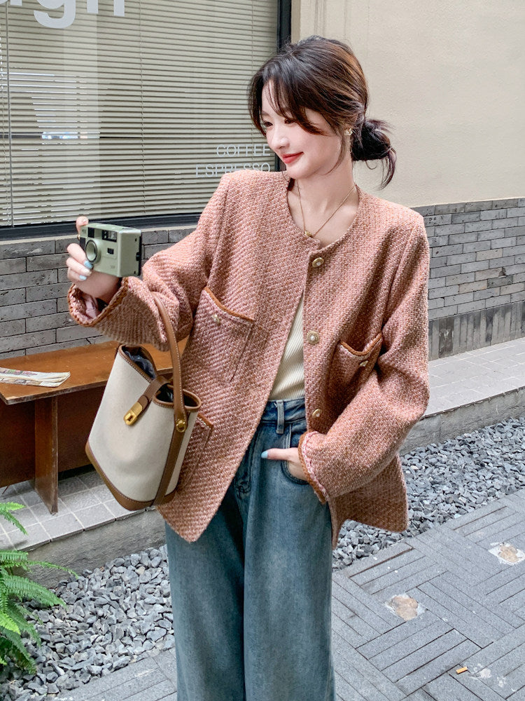 Retro Pink Tweed Jacket QAZ0011