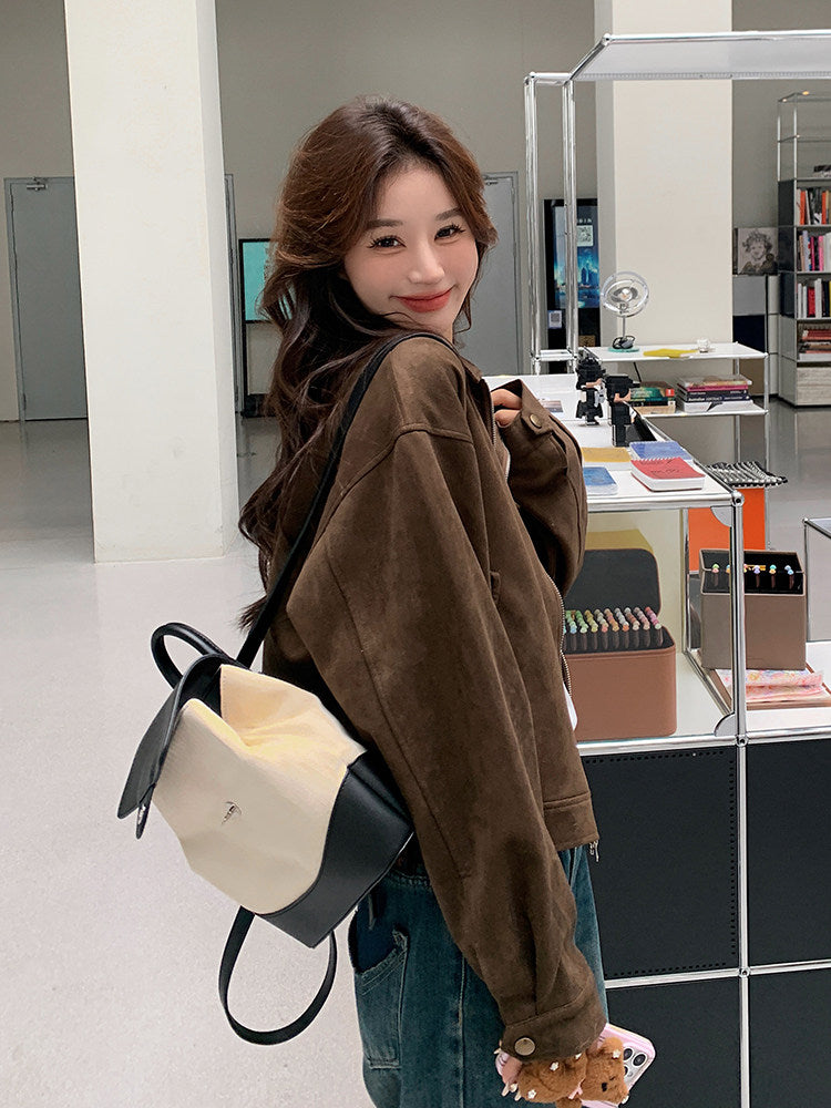 Vintage-Suede Zip-Up Jacket QAZ0083