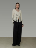 V-Neck Hand-Paint Long Sleeve Top UNS0034