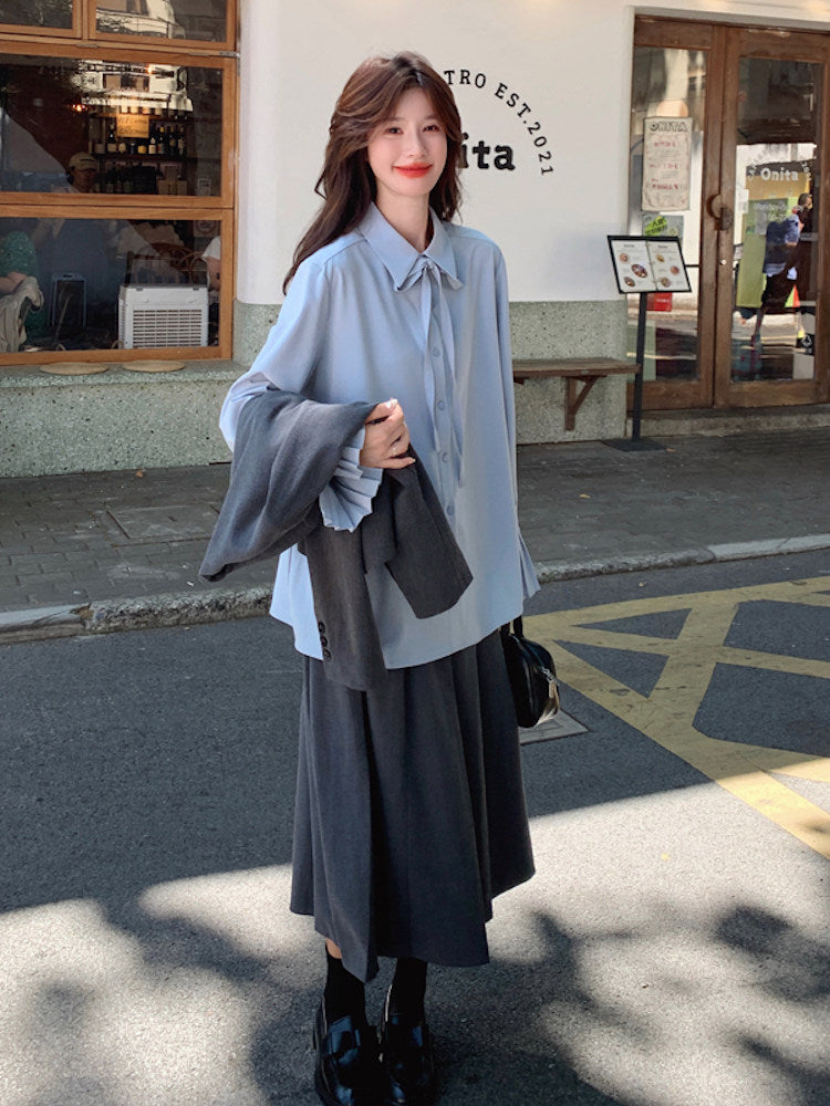 Classic Jacket / Pleated Skirt / Ribbon Tie Shirt QAZ0016