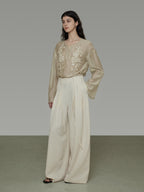 French Embroidered Round Neck Shirt UNS0027