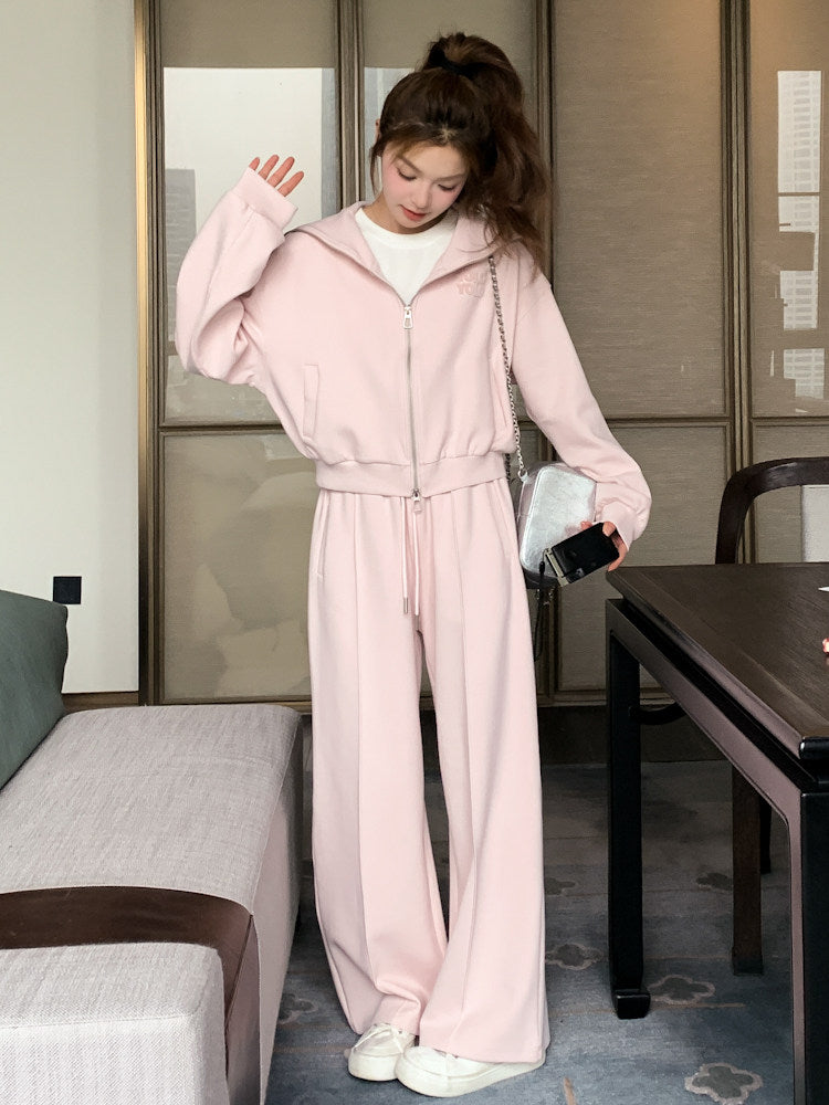 Pastel Pink Zip Hoodie / Sweatpants QAZ0014