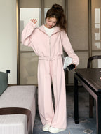 Pastel Pink Zip Hoodie / Sweatpants QAZ0014