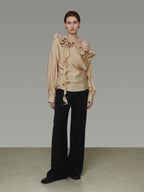 Lace Asymmetrical Satin Shirt UNS0048