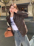 Retro Short Leather Jacket QAZ0039