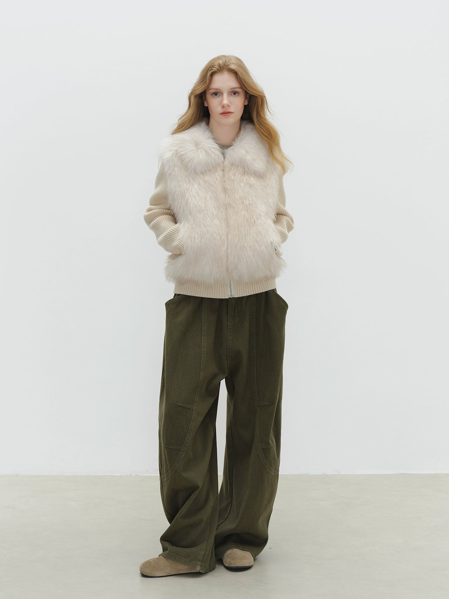 Fur Vest Docking Knit Zip BBG0003