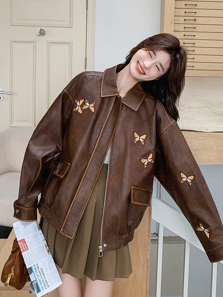 Retro Brown Leather Jacket QAZ0013