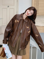 Retro Brown Leather Jacket QAZ0013