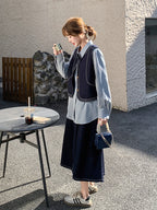 Stripe Shirt / Denim Vest / Denim Pants QAZ0012