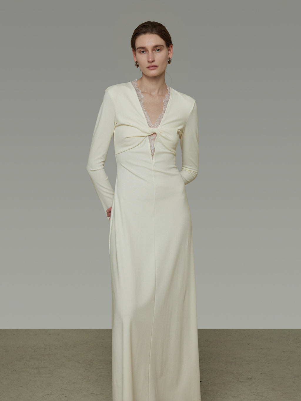 V-Neck Lace Patchwork Dress UNS0049