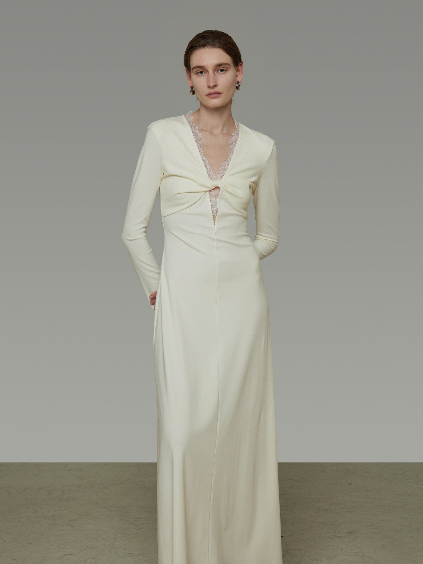 V-Neck Lace Patchwork Dress UNS0049