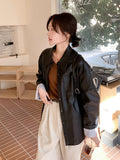 Stripe-Panel Leather Jacket QAZ0075