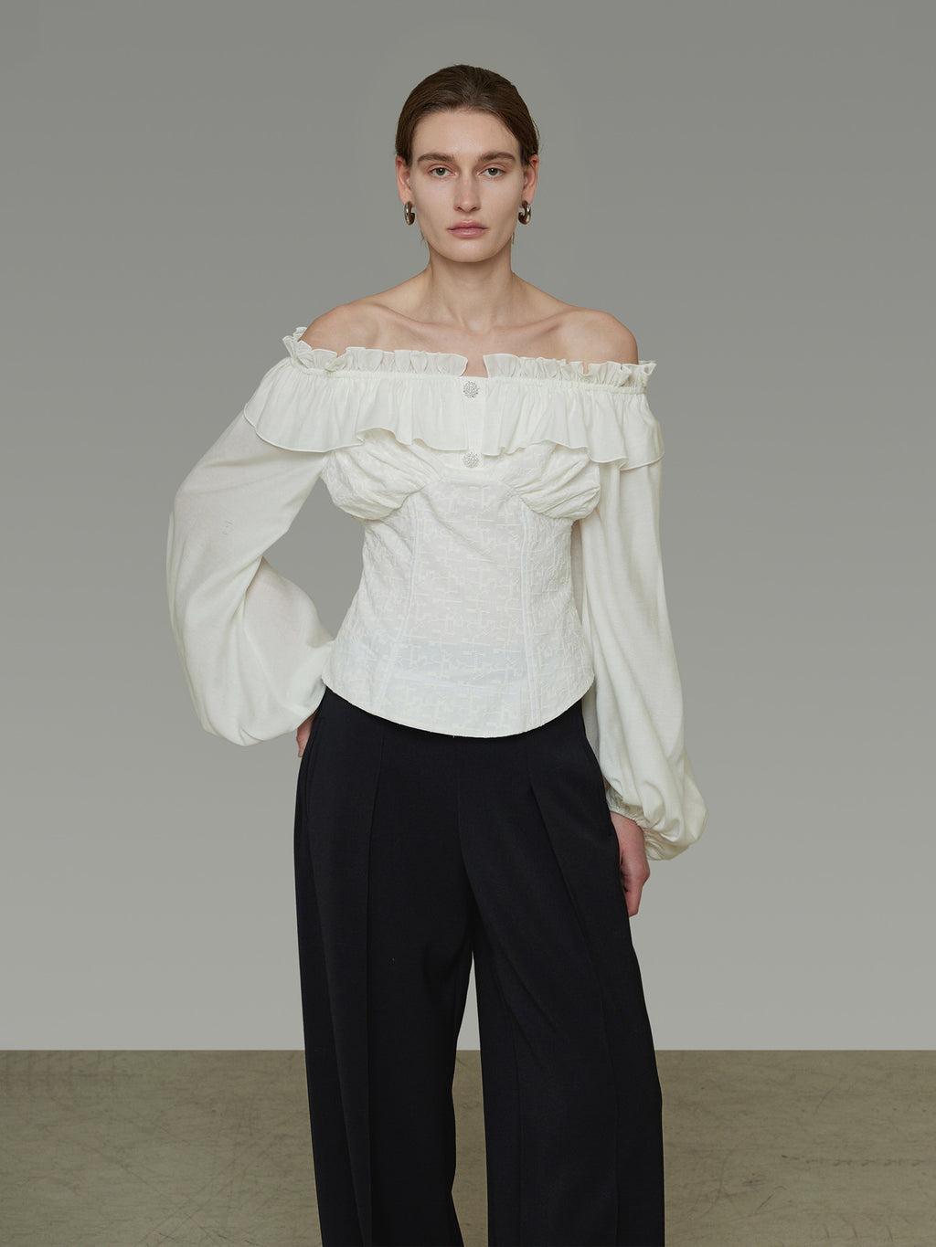 Double Ruffle Off-Shoulder Top UNS0053